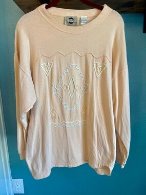 Vintage Chaus Sport Embroidered Sweatshirt Oversized Boho Southwestern Pullover